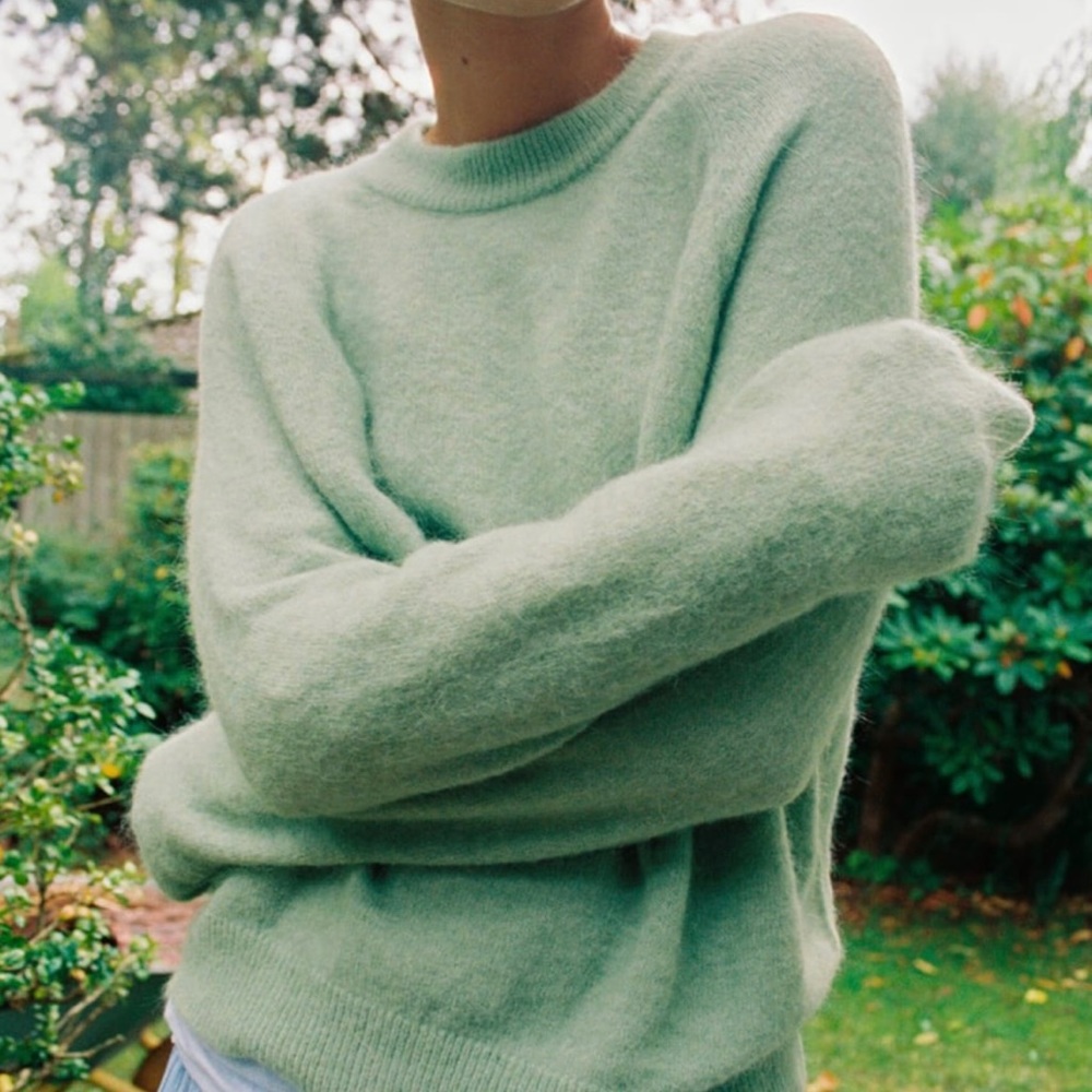 Alpaca wool blend sweater Zara green mint M L